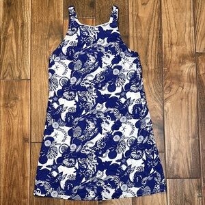 Women’s Surkana Blue and White Seashell Dress sz‎ Small 100% Viscose